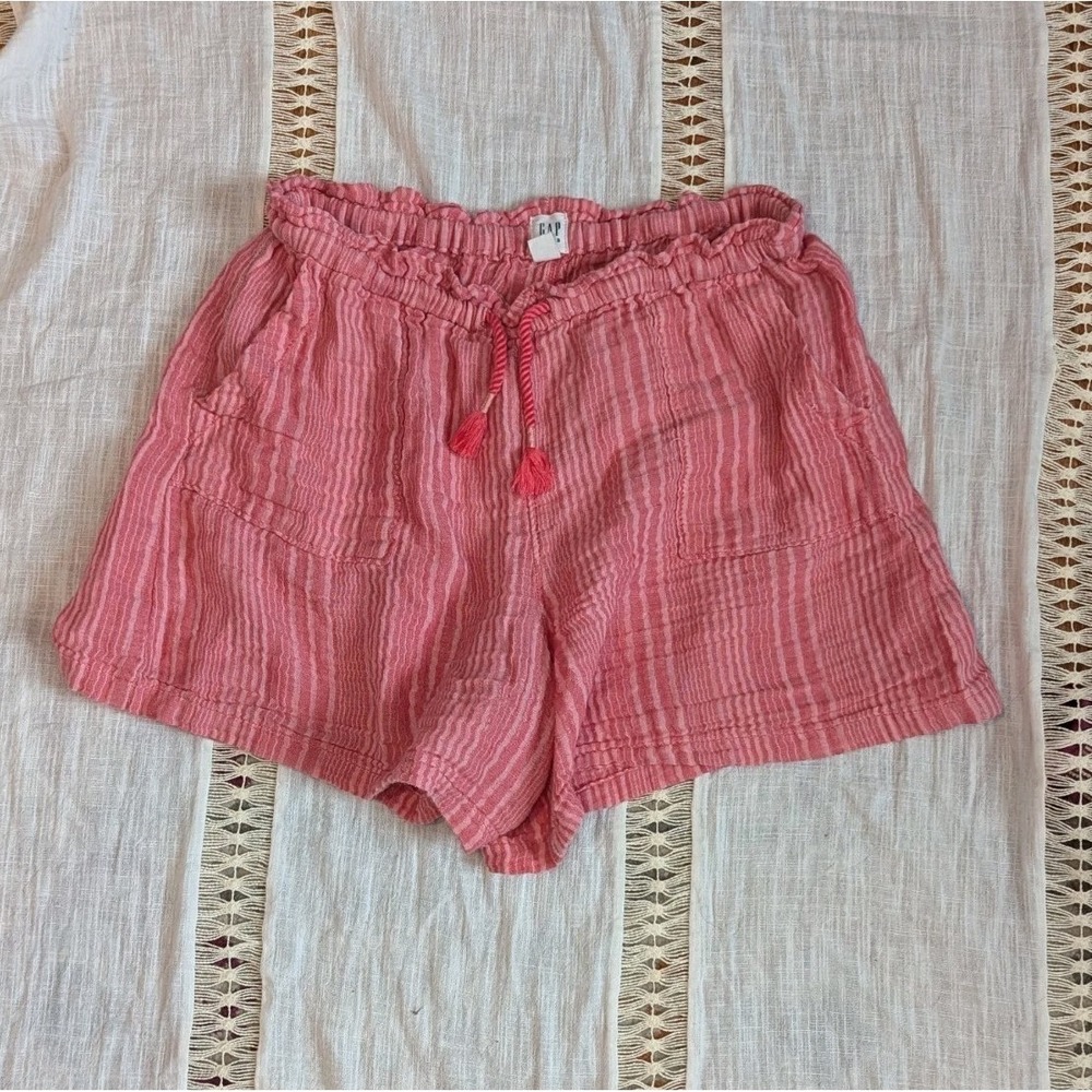Y2K Coastal Cottagecore Pink Gauze Stripe Shorts Tassel Boho GAP Kids‎ XL 12